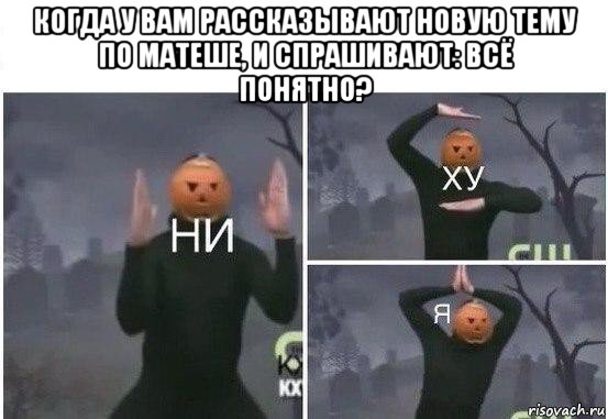 когда у вам рассказывают новую тему по матеше, и спрашивают: всё понятно? , Мем  Ни ху Я