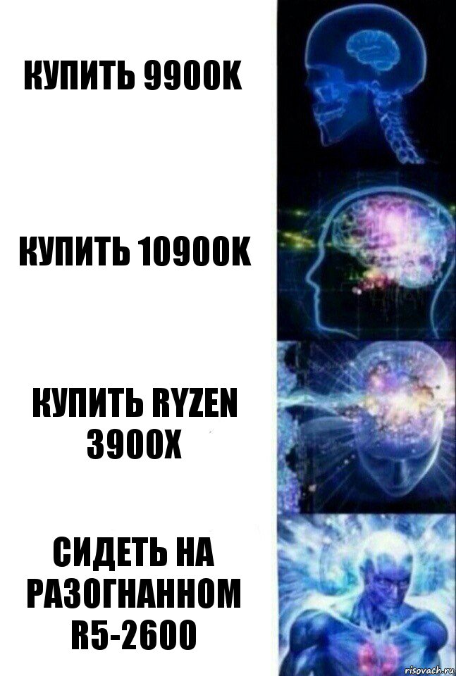 Купить 9900k Купить 10900k Купить Ryzen 3900X Сидеть на разогнанном R5-2600, Комикс  Сверхразум