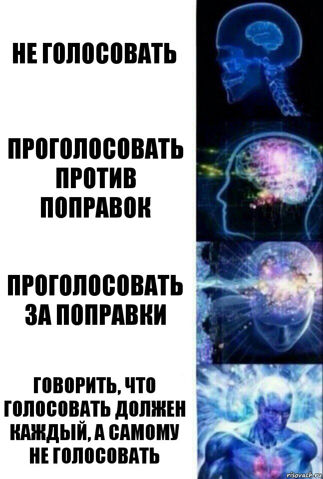 Не голосовать Проголосовать против поправок Проголосовать за поправки Говорить, что голосовать должен каждый, а самому не голосовать, Комикс  Сверхразум