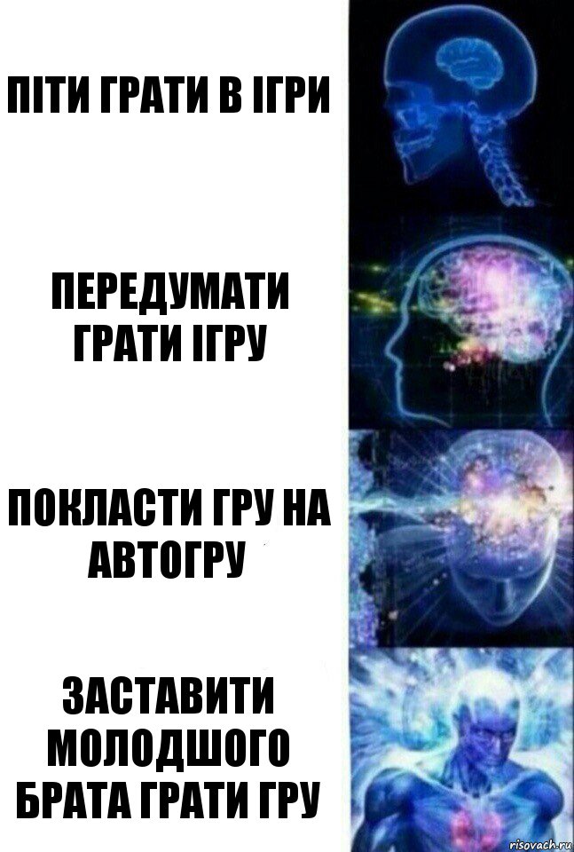 Піти грати в ігри Передумати грати ігру Покласти гру на автогру Заставити молодшого брата грати гру, Комикс  Сверхразум