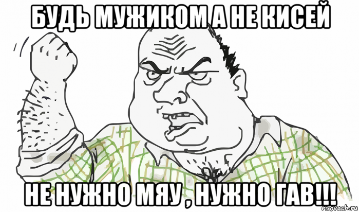 будь мужиком а не кисей не нужно мяу , нужно гав!!!