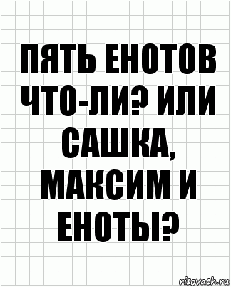 Пять енотов что-ли? Или Сашка, Максим и еноты?, Комикс  бумага