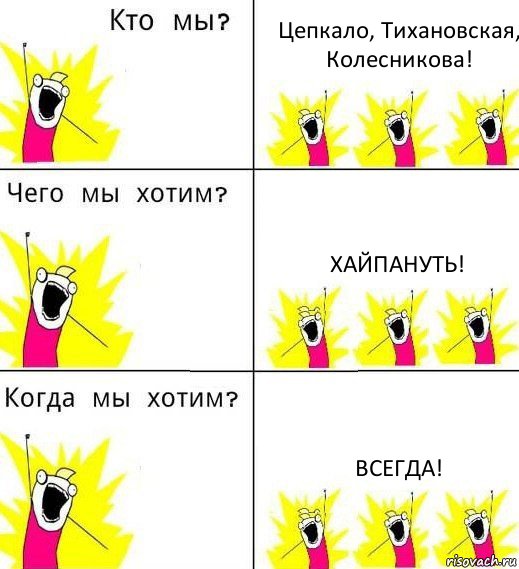 Цепкало, Тихановская, Колесникова! Хайпануть! Всегда!, Комикс Что мы хотим