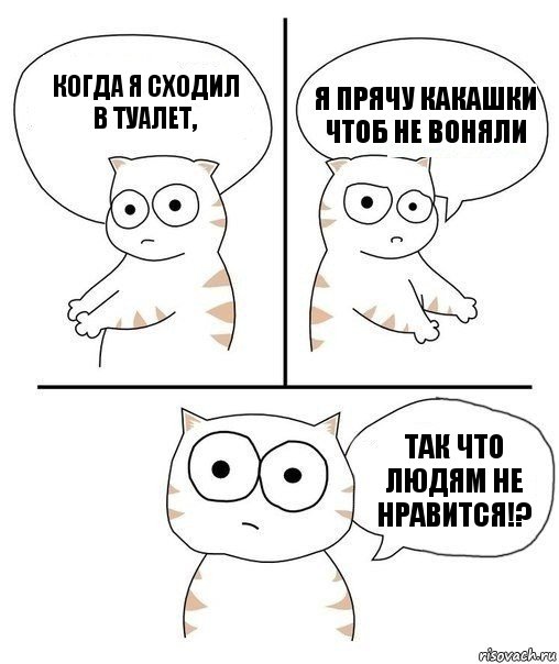 Когда я сходил в туалет, Я прячу какашки чтоб не воняли Так что людям не нравится!?