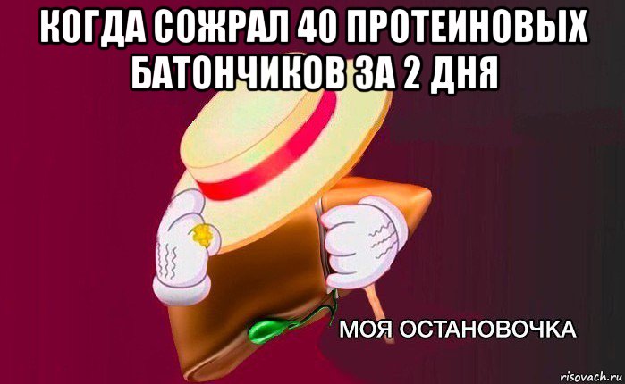 когда сожрал 40 протеиновых батончиков за 2 дня , Мем   Моя остановочка