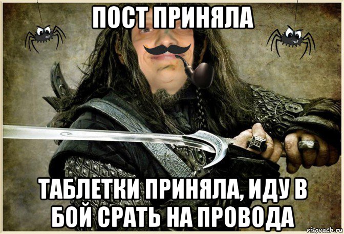 пост приняла таблетки приняла, иду в бой срать на провода, Мем MrEbanko - Рыцарь Круглого Дурачка