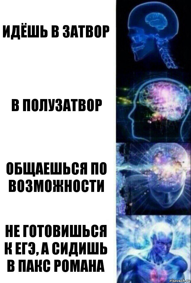 Идёшь в затвор В полузатвор Общаешься по возможности Не готовишься к ЕГЭ, а сидишь в Пакс Романа, Комикс  Сверхразум