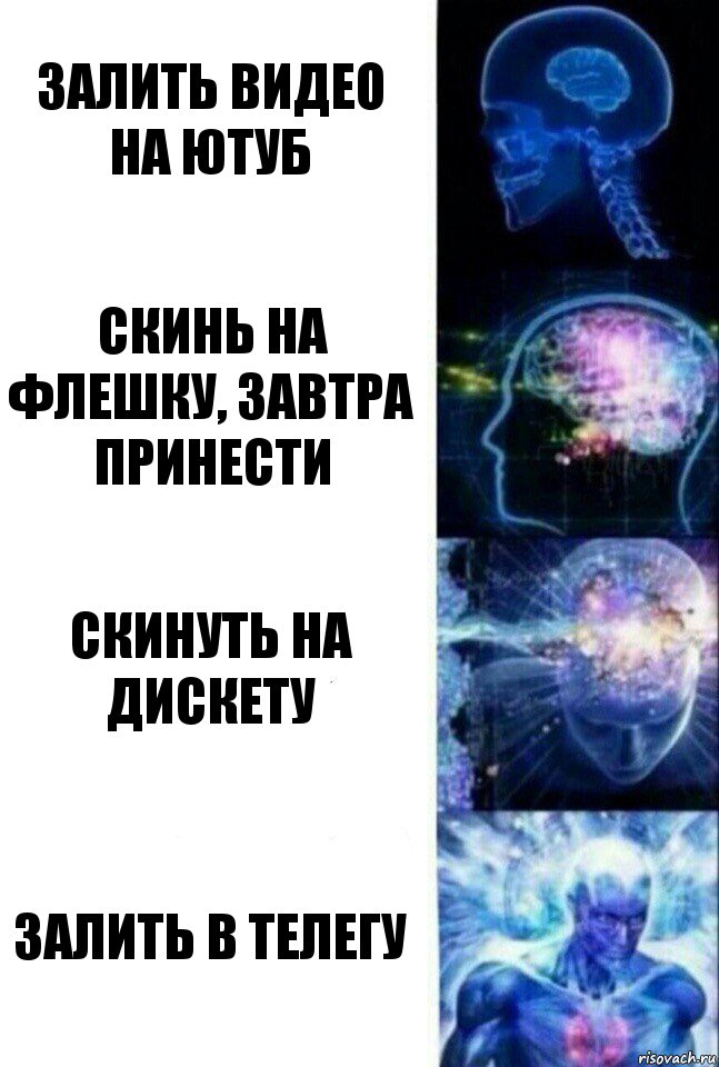 залить видео на ютуб скинь на флешку, завтра принести скинуть на дискету залить в телегу, Комикс  Сверхразум