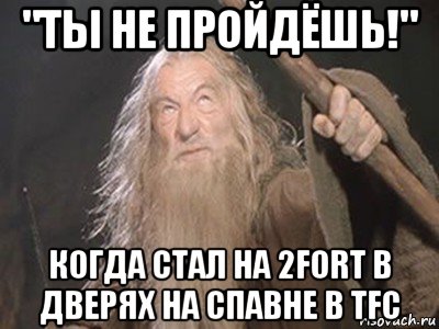 "ты не пройдёшь!" когда стал на 2fort в дверях на спавне в tfc, Мем Гендальф - Ты не пройдешь