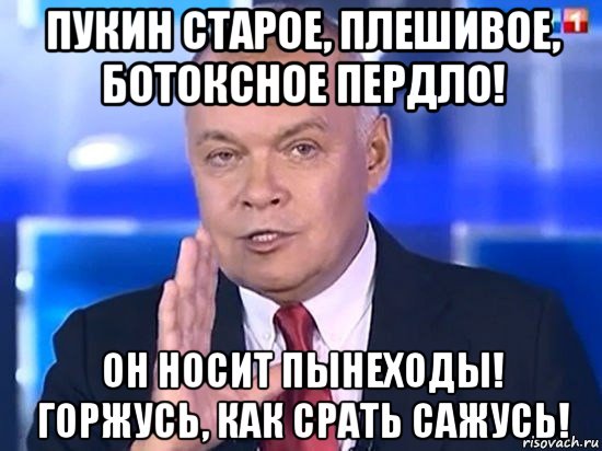 пукин старое, плешивое, ботоксное пердло! он носит пынеходы! горжусь, как срать сажусь!