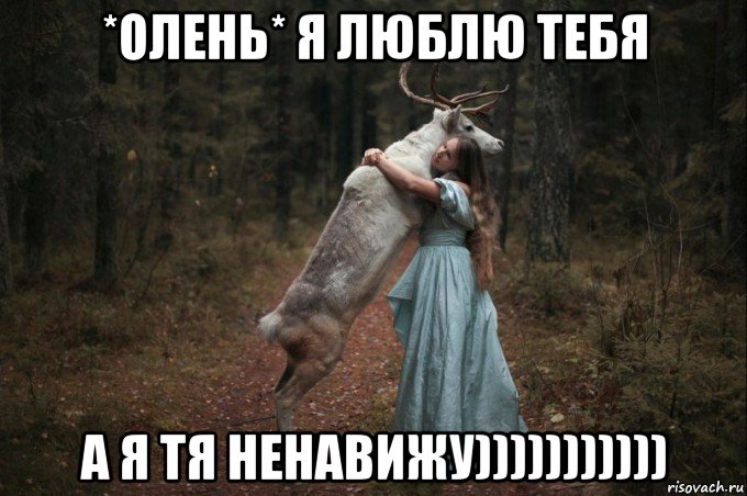 *олень* я люблю тебя а я тя ненавижу))))))))))), Мем Наивный Олень шаблон 5