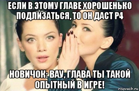 если в этому главе хорошенько подлизаться, то он даст р4 новичок: вау, глава ты такой опытный в игре!, Мем  Он