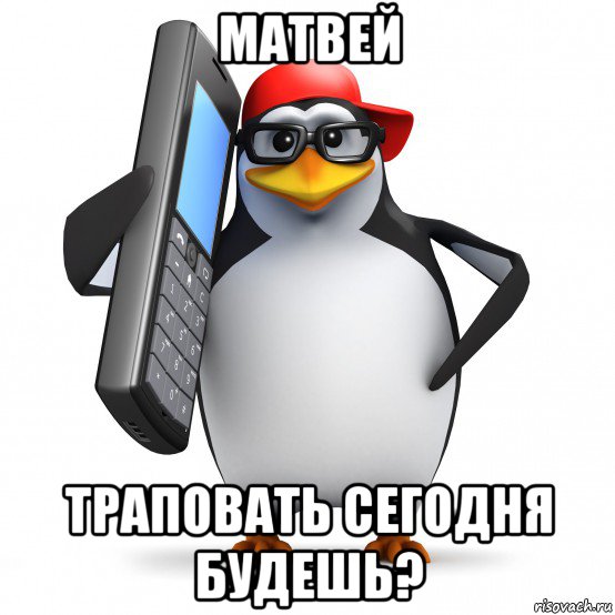 матвей траповать сегодня будешь?, Мем   Пингвин звонит