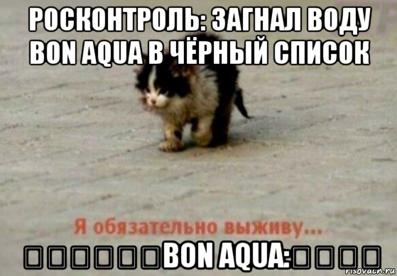 росконтроль: загнал воду bon aqua в чёрный список ₽₽₽₽₽₽bon aqua:₽₽₽₽, Мем Я обязательно выживу