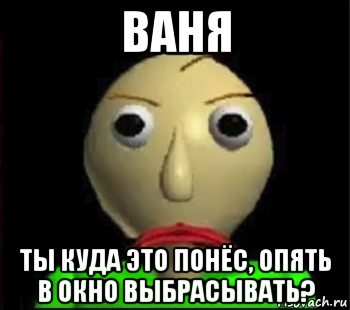 ваня ты куда это понёс, опять в окно выбрасывать?, Мем Злой Балди