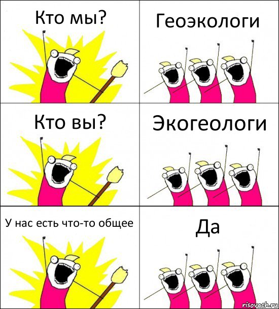 Кто мы? Геоэкологи Кто вы? Экогеологи У нас есть что-то общее Да