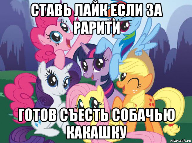 ставь лайк если за рарити готов съесть собачью какашку, Мем My little pony