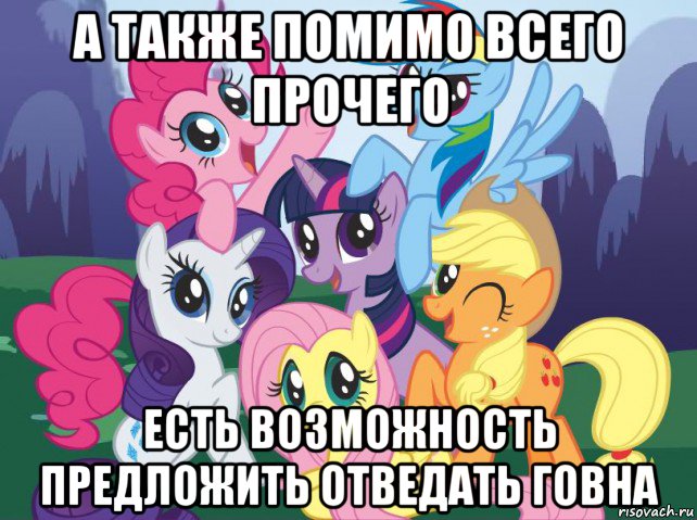 а также помимо всего прочего есть возможность предложить отведать говна, Мем My little pony