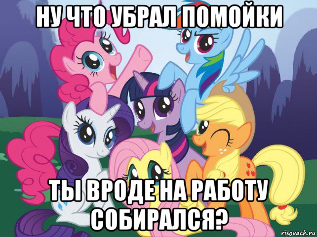 ну что убрал помойки ты вроде на работу собирался?, Мем My little pony