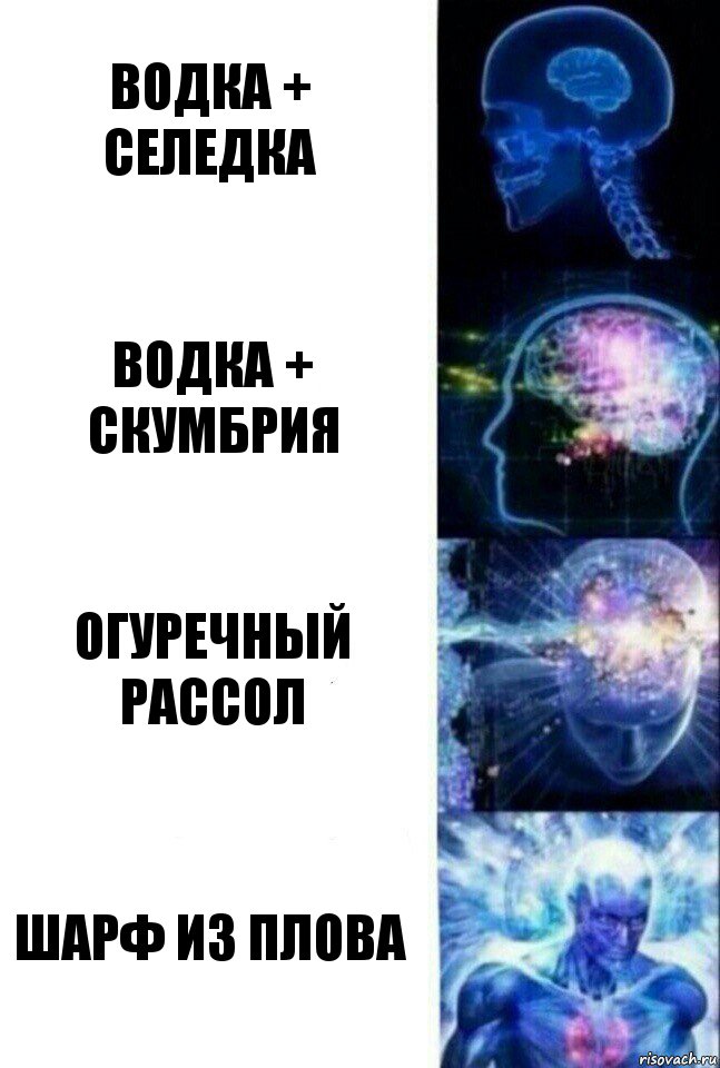 Водка + селедка Водка + скумбрия Огуречный рассол Шарф из плова, Комикс  Сверхразум