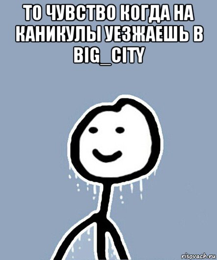 то чувство когда на каникулы уезжаешь в big_city , Мем  Теребонька замерз