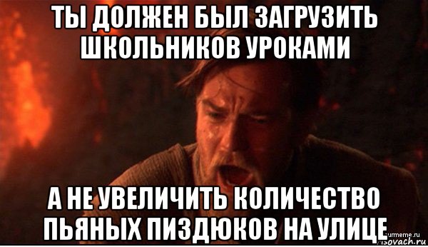 ты должен был загрузить школьников уроками а не увеличить количество пьяных пиздюков на улице