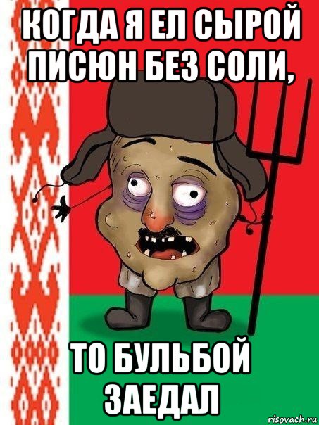 когда я ел сырой писюн без соли, то бульбой заедал, Мем Ватник белорусский