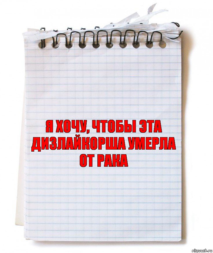 Я хочу, чтобы эта дизлайкорша умерла от рака, Комикс   блокнот с пружинкой