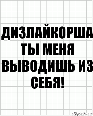 Дизлайкорша ты меня выводишь из себя!