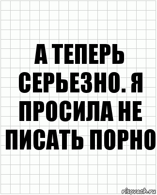 А теперь серьезно. Я просила не писать порно