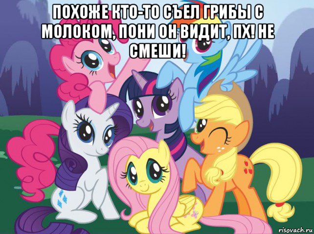 похоже кто-то съел грибы с молоком, пони он видит, пх! не смеши! , Мем My little pony