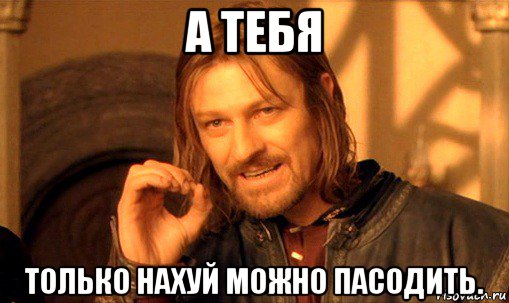 а тебя только нахуй можно пасодить., Мем Нельзя просто так взять и (Боромир мем)