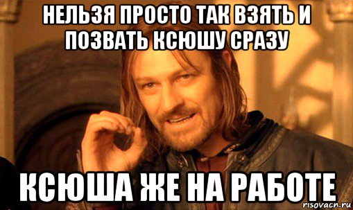 нельзя просто так взять и позвать ксюшу сразу ксюша же на работе, Мем Нельзя просто так взять и (Боромир мем)