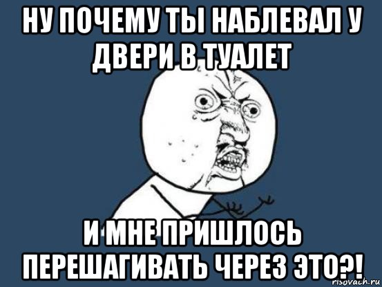 ну почему ты наблевал у двери в туалет и мне пришлось перешагивать через это?!, Мем Ну почему