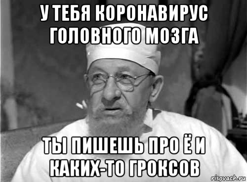 у тебя коронавирус головного мозга ты пишешь про ё и каких-то гроксов, Мем Профессор Преображенский