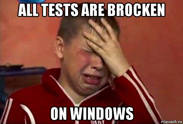 all tests are brocken on windows, Мем     Сашко