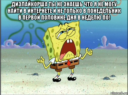 дизлайкорша ты не знаешь что я не могу найти в интернете и не только в понедельник в первой половине дня в неделю по! , Мем Спанч Боб плачет