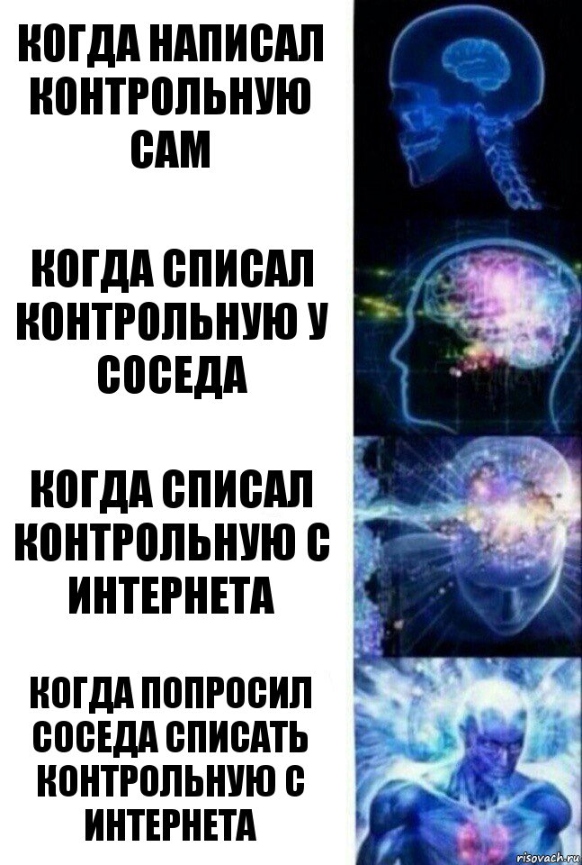 Когда написал контрольную сам Когда списал контрольную у соседа Когда списал контрольную с Интернета Когда попросил соседа списать контрольную с Интернета, Комикс  Сверхразум