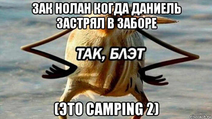 зак нолан когда даниель застрял в заборе (это camping 2), Мем  Так блэт