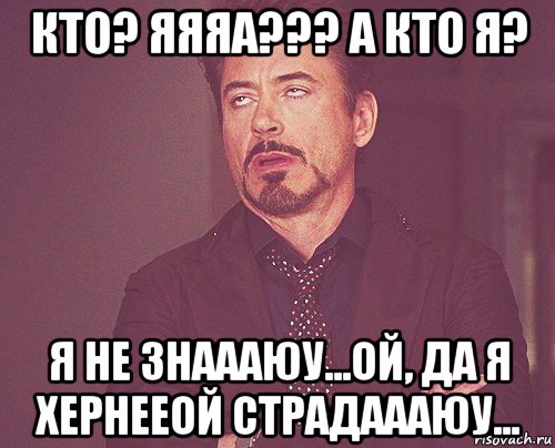 кто? яяяа??? а кто я? я не знаааюу...ой, да я хернееой страдаааюу..., Мем твое выражение лица