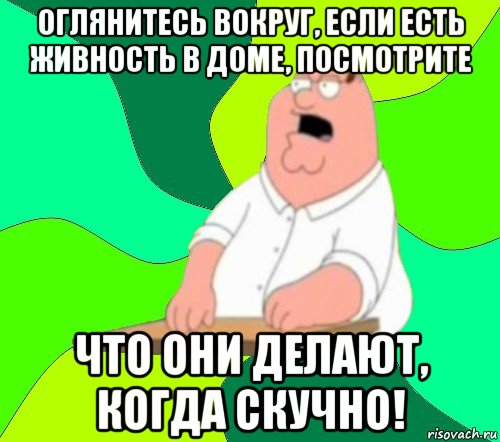 оглянитесь вокруг, если есть живность в доме, посмотрите что они делают, когда скучно!, Мем  Да всем насрать (Гриффин)