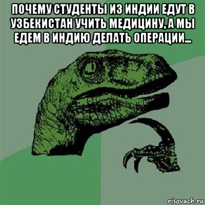 почему студенты из индии едут в узбекистан учить медицину, а мы едем в индию делать операции... , Мем Филосораптор