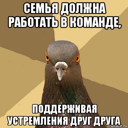 семья должна работать в команде, поддерживая устремления друг друга