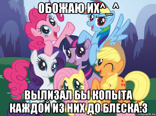 обожаю их^_^ вылизал бы копыта каждой из них до блеска:3, Мем My little pony