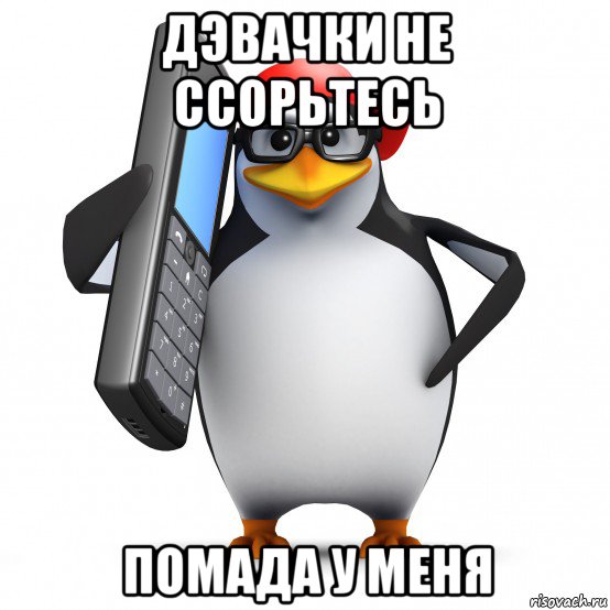 дэвачки не ссорьтесь помада у меня, Мем   Пингвин звонит