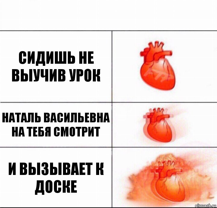 сидишь не выучив урок наталь васильевна на тебя смотрит и вызывает к доске, Комикс  Расширяюшее сердце