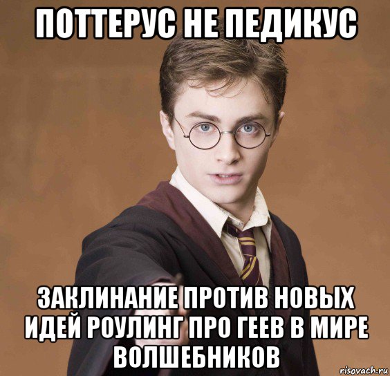 поттерус не педикус заклинание против новых идей роулинг про геев в мире волшебников, Мем  Весёлый волшебник