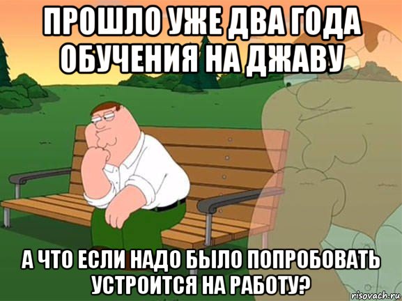 прошло уже два года обучения на джаву а что если надо было попробовать устроится на работу?, Мем Задумчивый Гриффин