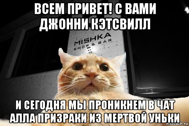 всем привет! с вами джонни кэтсвилл и сегодня мы проникнем в чат алла призраки из мертвой уньки, Мем   Джонни Кэтсвилл