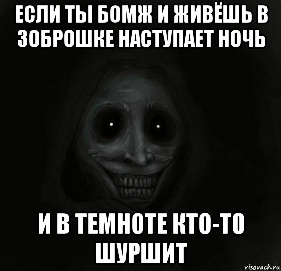 если ты бомж и живёшь в зоброшке наступает ночь и в темноте кто-то шуршит